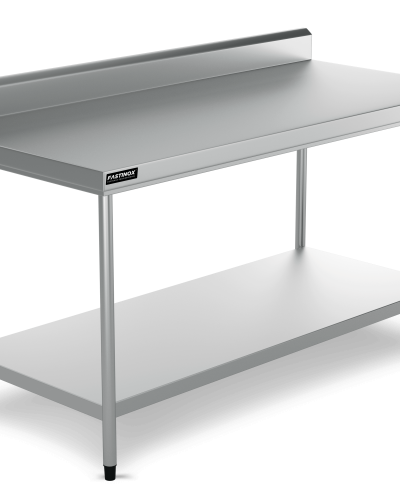 MESA INOX COM PRATELEIRA INFERIOR